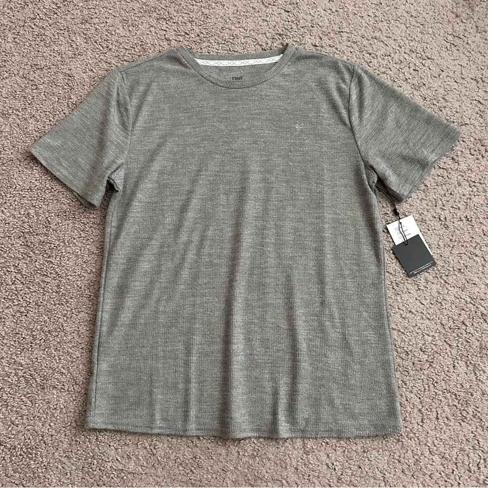 Frye Short Sleeve Waffle Thermal Shirt Heather Grey Womens S